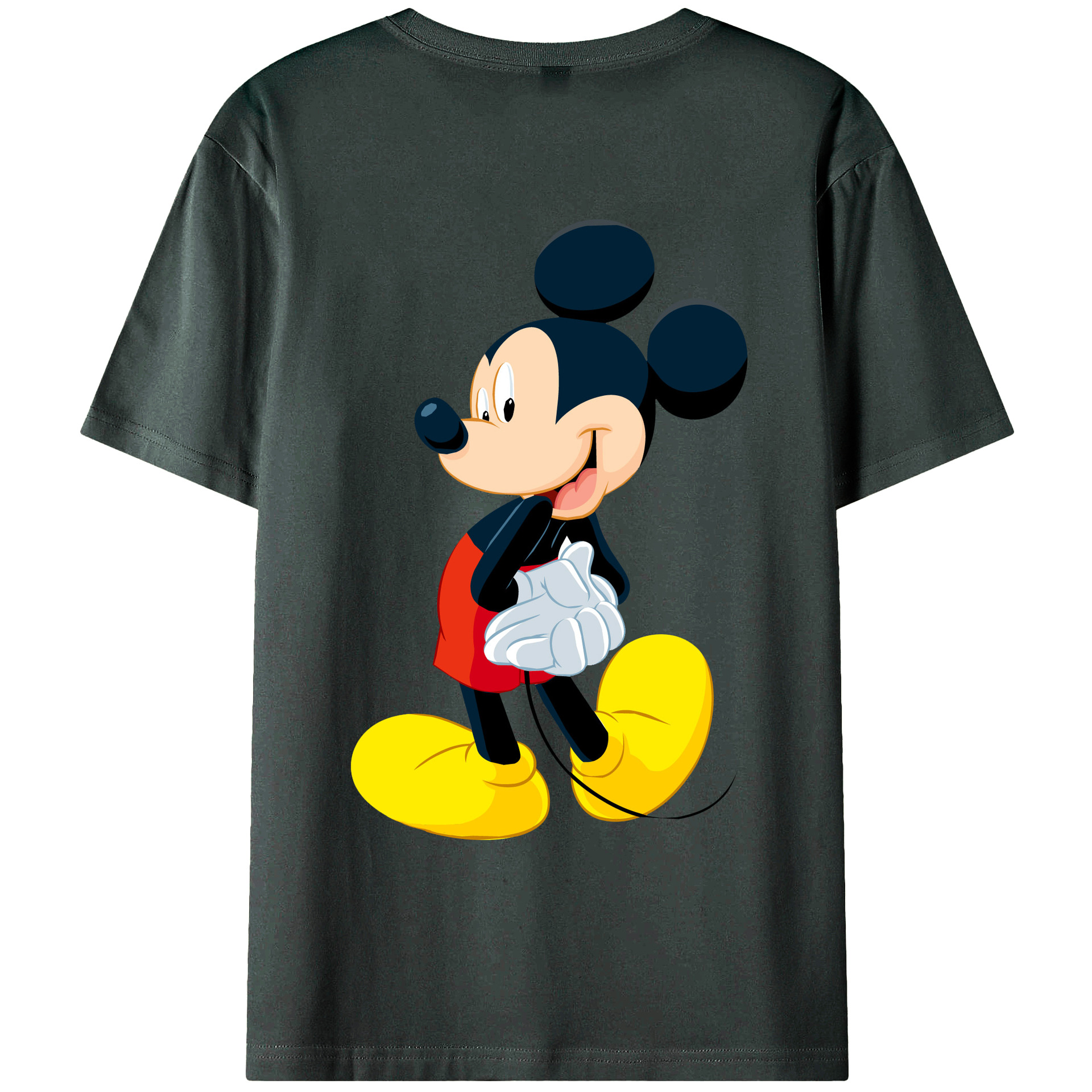 ミッキーマウス Mickey Mouse 綿100％ メンズ半袖Tシャツ（バックプリント） 通気性